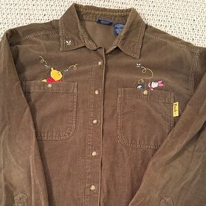 Disney Brown Corduroy Shirt with Embroidered Characters